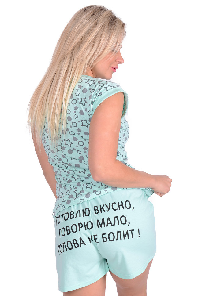 Женская пижама ЖП 006 (ментоловый + звезды)
